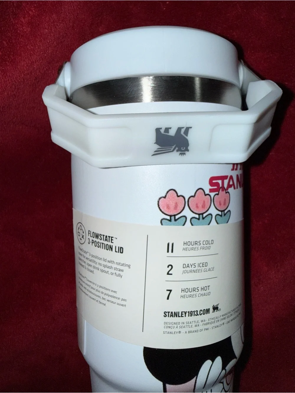 Stanley Minnie Mouse White and Pink 30 oz. H2.0 Quencher Tumbler - New - Picture 3 of 4